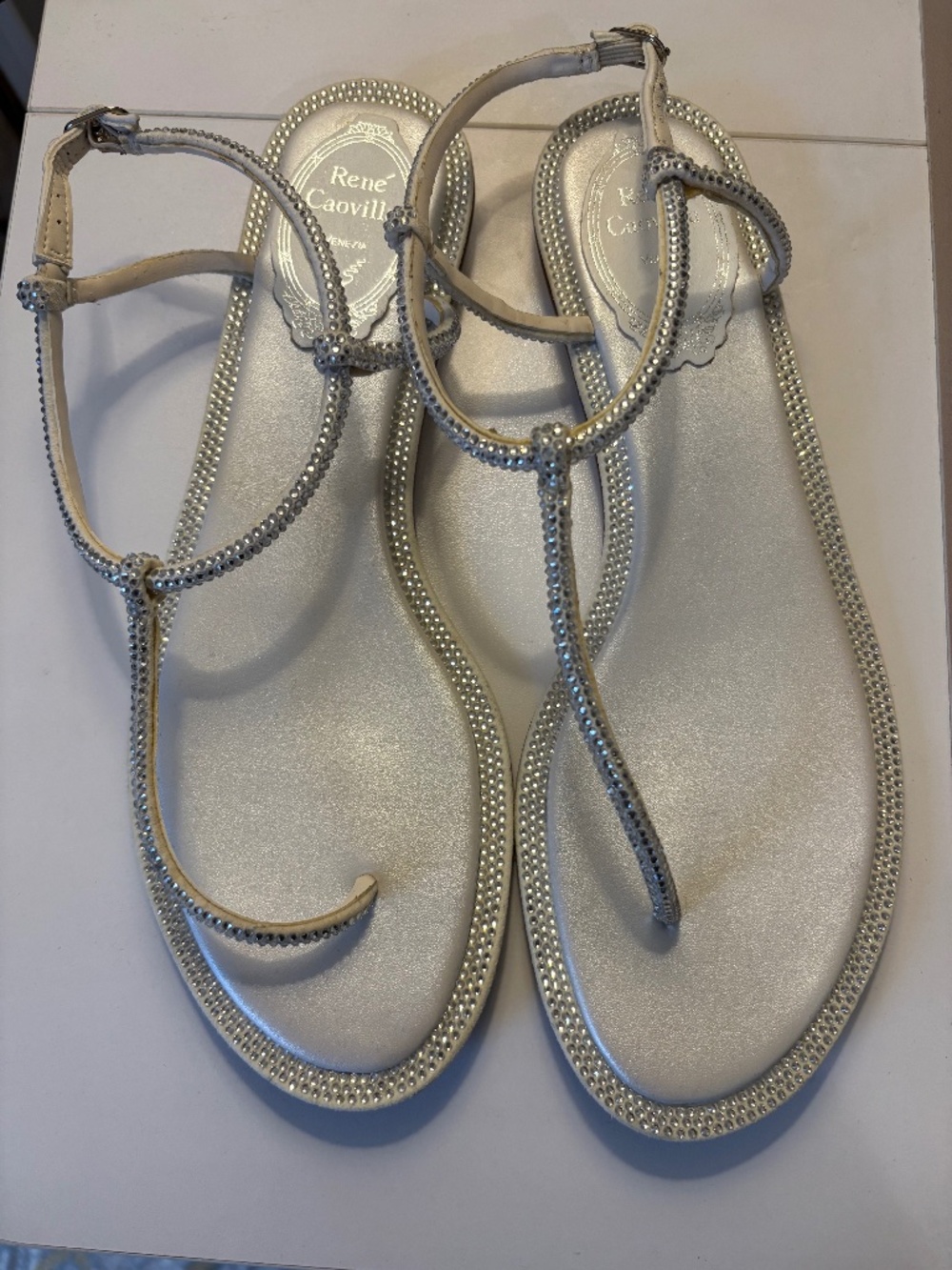 Silver Crystal Sandals